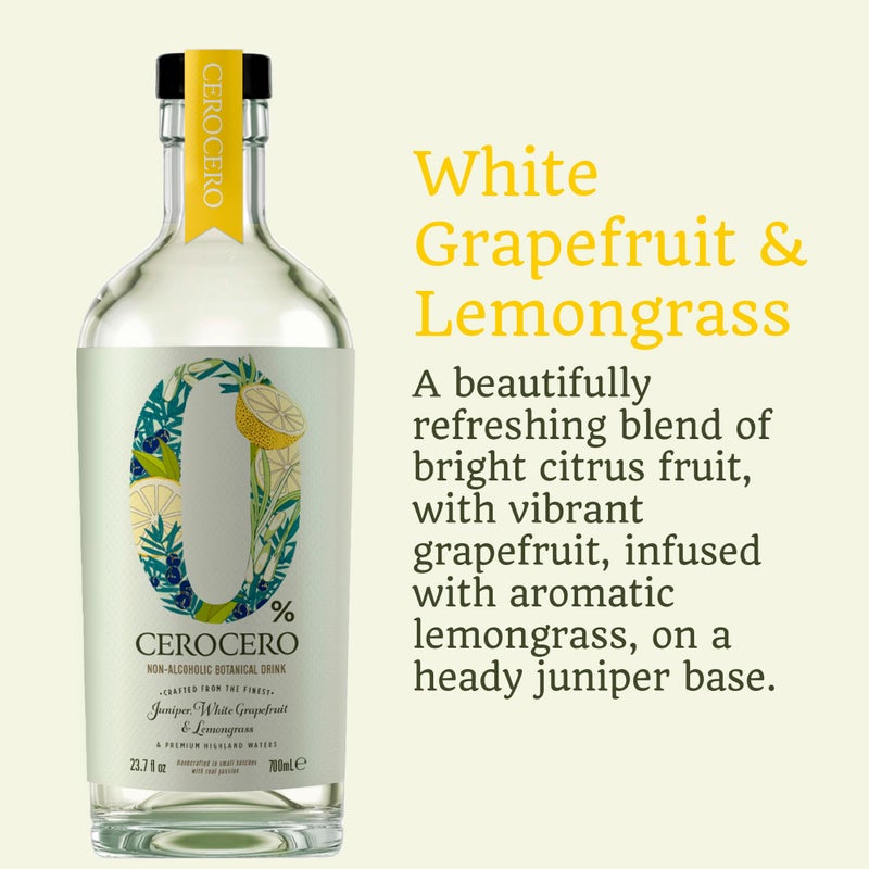 CeroCero White Grapefruit & Lemongrass Non Alcoholic Gin, Bright and Vibrant Premium Non Alcoholic Spirits - Halal, Low Sugar, Vegan and Gluten-Free, Part of the Spirits of Virtue Range (700ml) - Image 3